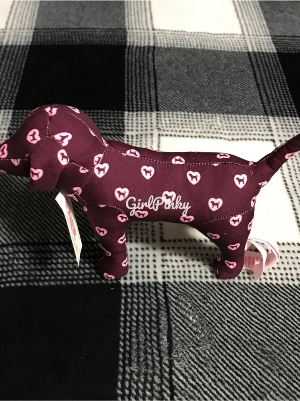 VS PINK FRIDAY COLOR-BLOCK FLEECE COZY BLANKET & MAROON MINI DOG LOVEY BUNDLE